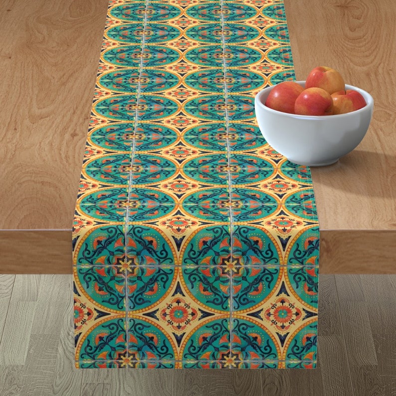 Bright Spanish Tiles Table Runner Adalucia Tile di Etsy