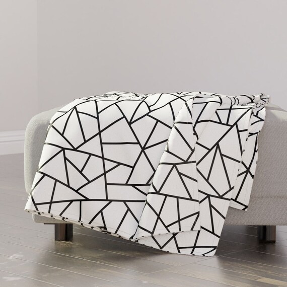 Abstract Throw Blanket Geometric Black On White Large by Etsy