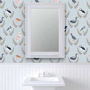Scandinavian Birds Non-Pasted Wallpaper Scandi Gender Neutral Baby - Birds Of Scandinavia - Wreaths by popelephant Wallpaper by Spoonflower image 2