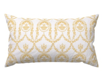 Rococo Toile Lumbar Pillow - Buttercup Yellow Shabby Chic Rectangle Accent Throw Pillow - Neoclassical Birds Buttercup by lilyoake