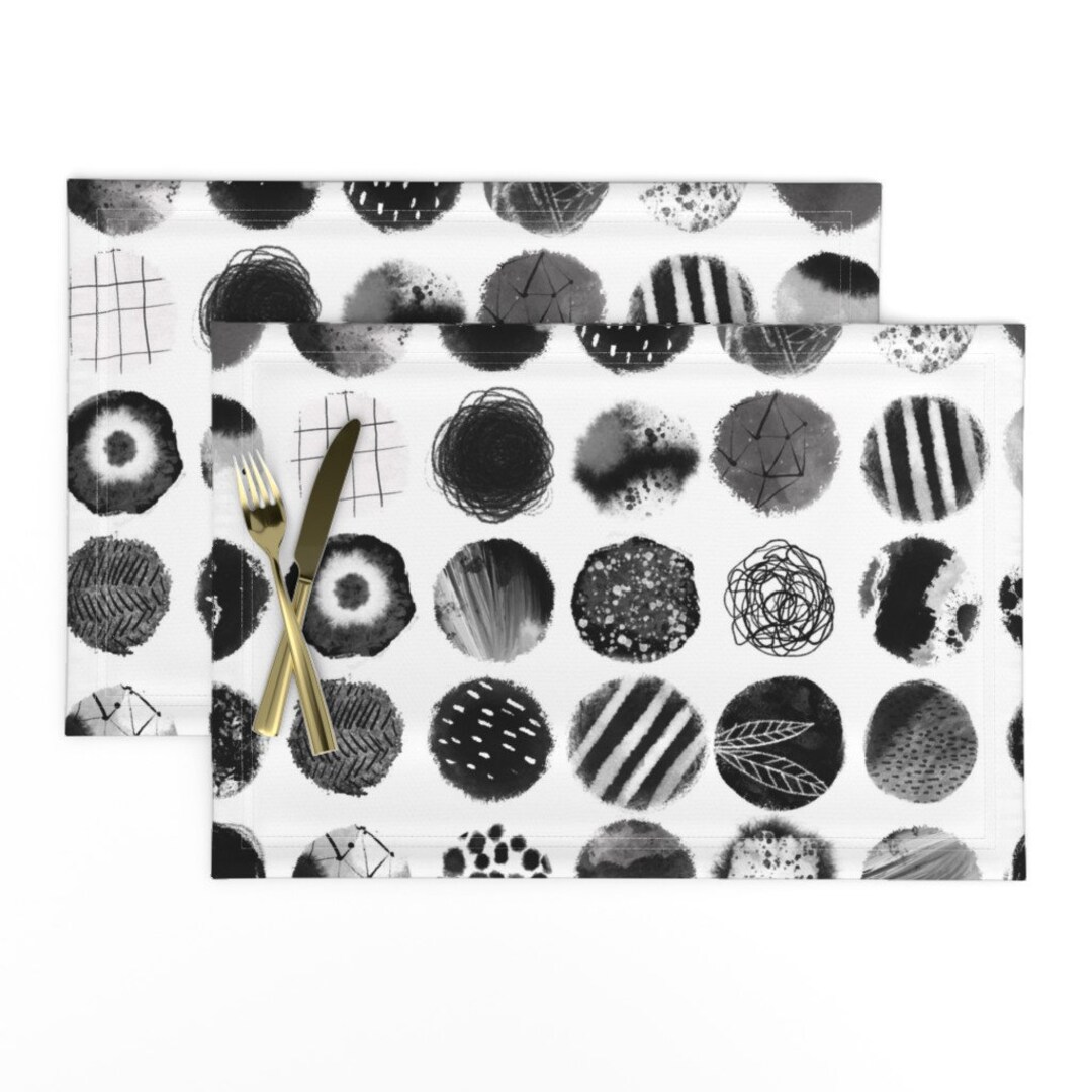Bold Polka Dot Placemats set of 2 Painted Inky Dots by Etsy