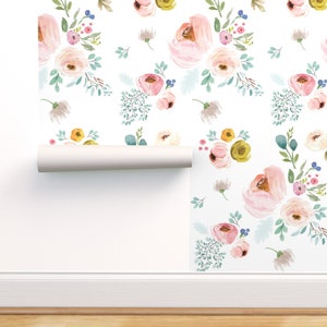 Spring Floral Commercial Grade Wallpaper 18 April Love No Dandelions by shopcabin Watercolor Boho Wallpaper Double Roll by Spoonflower image 1