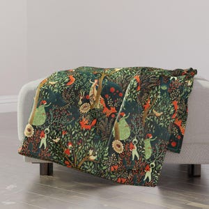 Fairy Tale Throw Blanket - Whimsical Wonderland by gaiamarfurt - Enchanted Forest Magical Woodland Throw Blanket with Spoonflower Fabric
