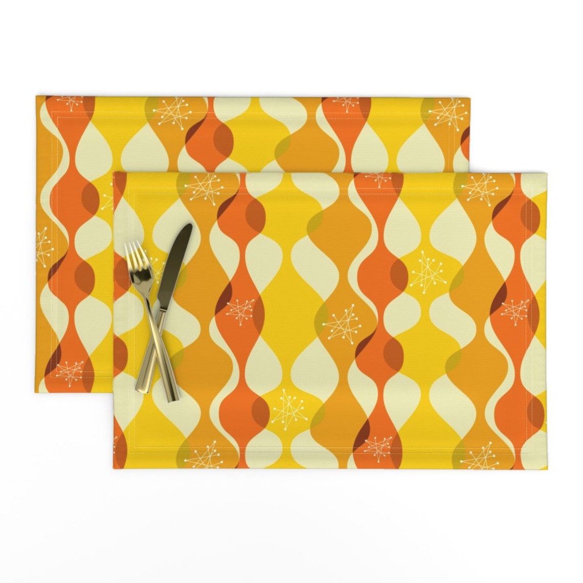 Mid Century Modern Placemats set of 2 Baubles Orange by Etsy