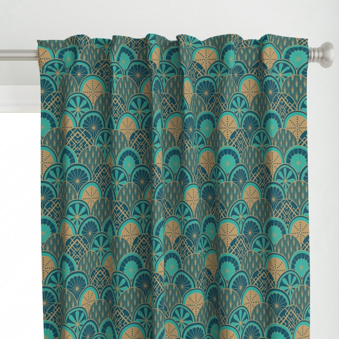 Art Deco Curtain Panel Art Deco Peacock by Ceciliamok Peacock Feathers ...