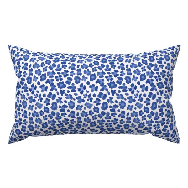 Blue Leopard Pillow Etsy