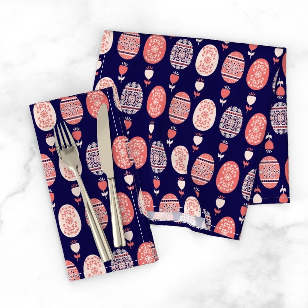 Discover Easter Eggs Coral Floral Napkins