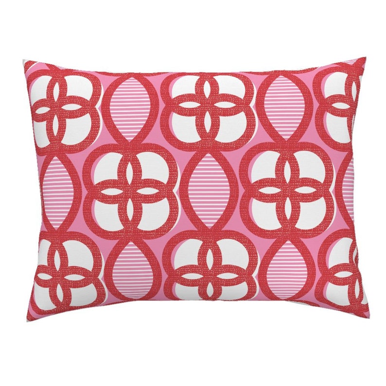 Abstract Retro Mod Chinoiserie Cotton Sateen Pillow Sham Bedding by Spoonflower Chinese Lattice by ottomanbrim Lattice Pillow Sham