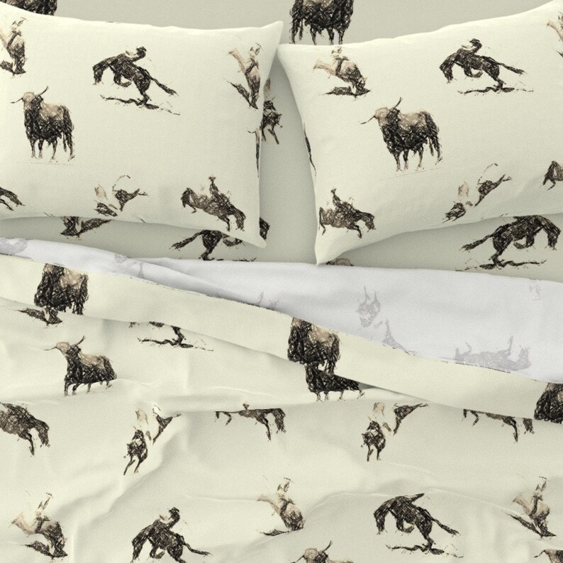 Rodeo Sheets Old West Horse Western Bronco Toile Cotton Sateen Sheet