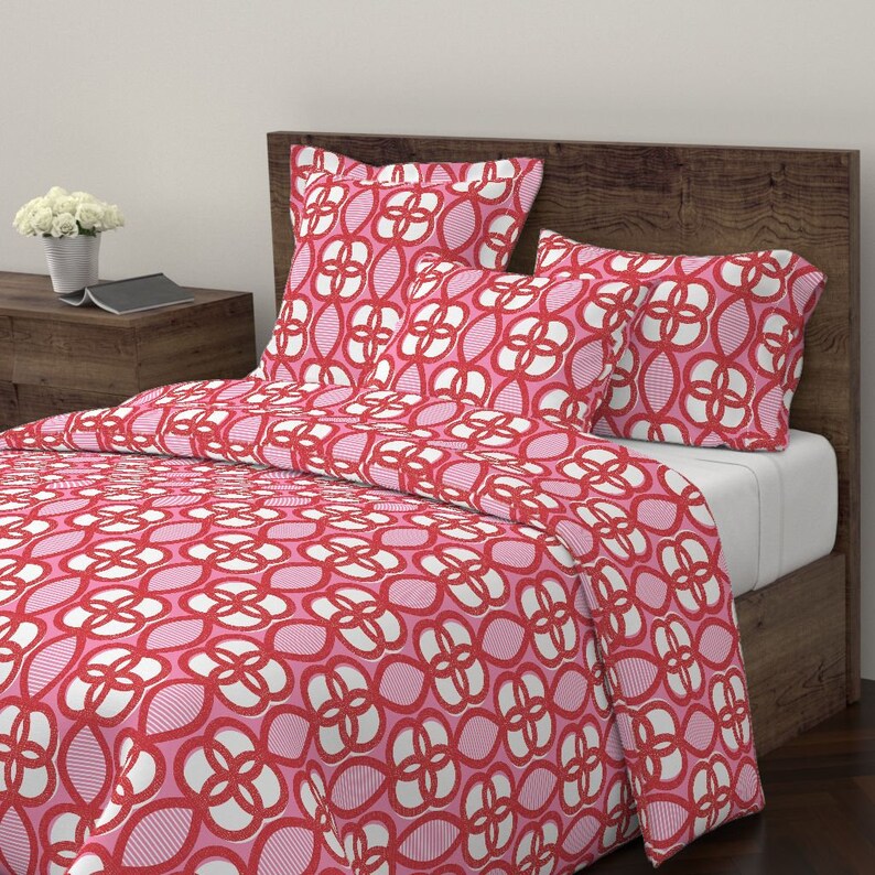 Abstract Retro Mod Chinoiserie Cotton Sateen Pillow Sham Bedding by Spoonflower Chinese Lattice by ottomanbrim Lattice Pillow Sham