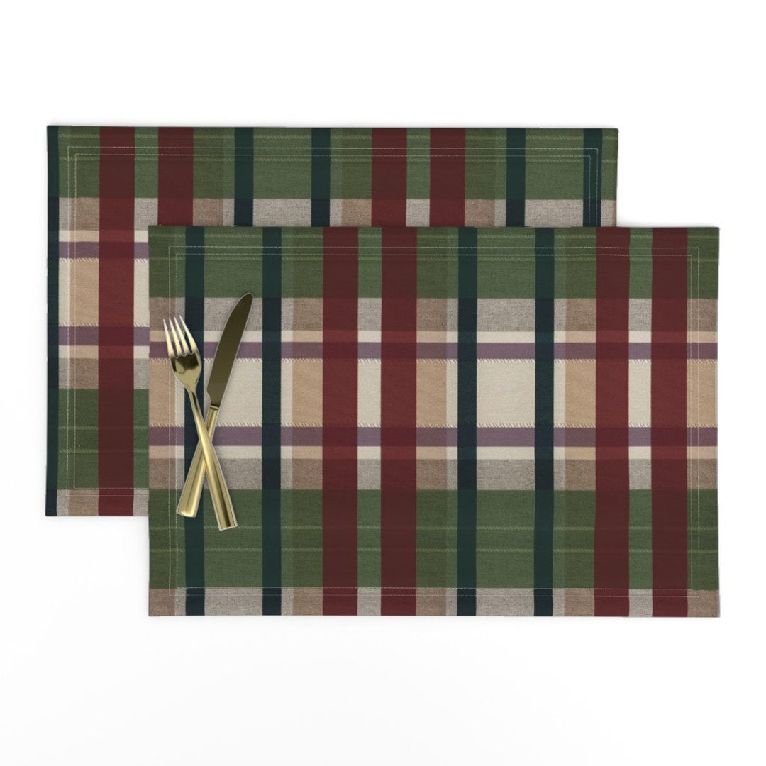 Tartan Placemats set of 2 Dover Plaid Green Red Holiday by Etsy