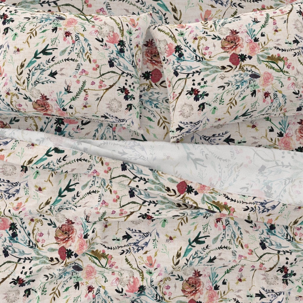 Romantic Floral Sheets Fable Floral blush by Etsy