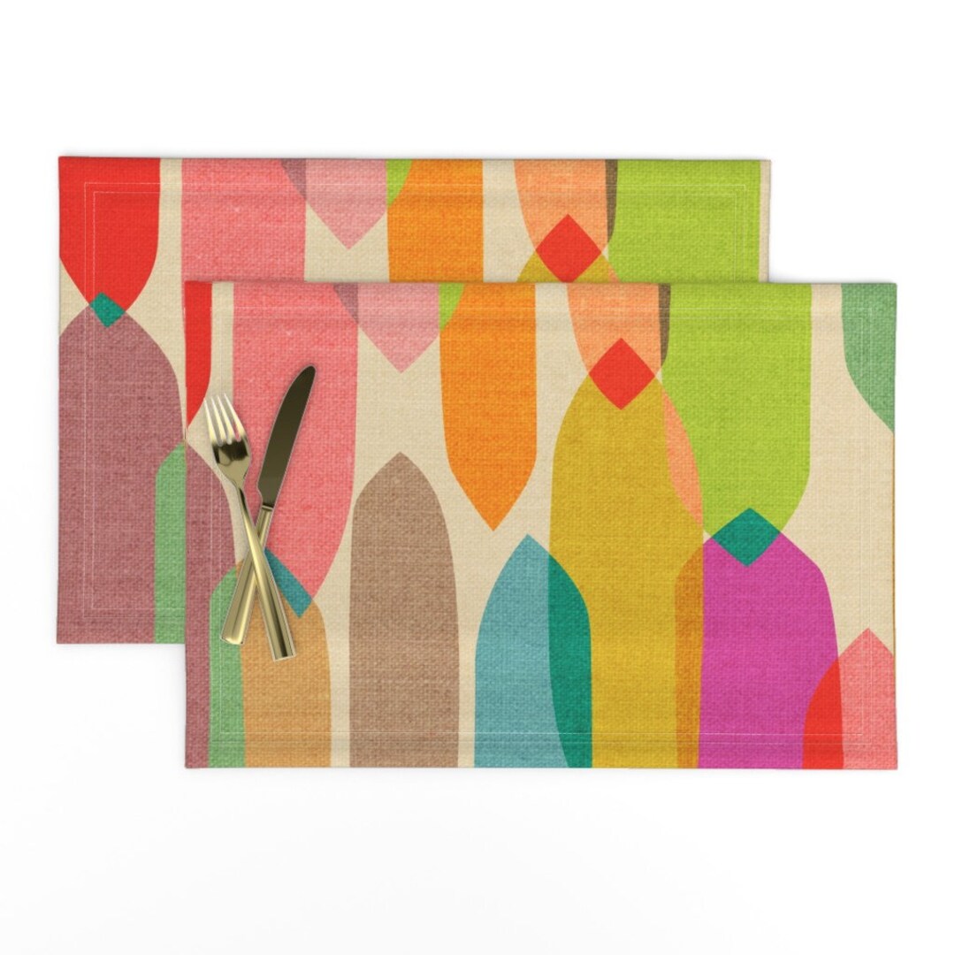 Mid Century Placemats set of 2 Mid Century Droplets by Ceciliamok