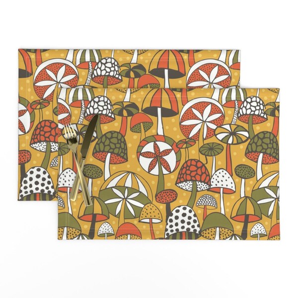 Vintage Mushroom Placemats Etsy