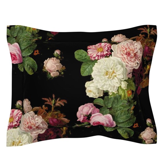 dark floral pillow