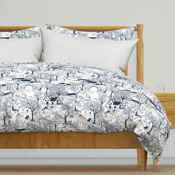 Blue toile pillow shams sale