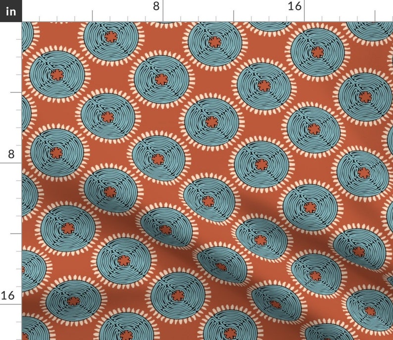 Medalions Brown Blue Cotton Sateen Table Runner by Spoonflower African Labyrinth Brown /& Blue by leventetladiscorde Tribal Table Runner