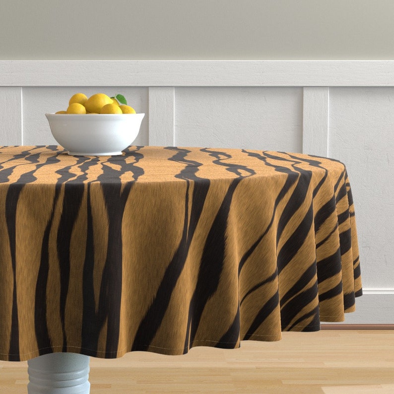 Animal Print Round Tablecloth Bengal Tiger Stripes by Etsy