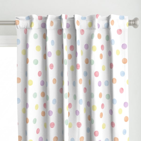 Polka Dot Scatter Curtain Panel - Polka Dot Scatter by littlearrowdesign - Watercolor Polka Dots Pastel Custom Curtain Panel by Spoonflower