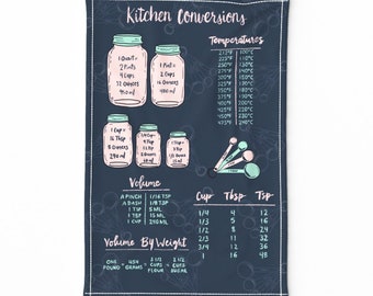 Cups Tea Towel - Kitchen Conversions by katiecannondesigns - Kitchen Spoons Cooking Chef Baking Linen Cotton Canvas Tea Towel by Spoonflower