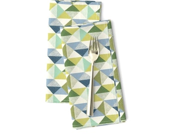 Sage Triangles Dinner Napkins (Set of 2) - Tra-la-la-la Triangle by nancy_bradham - Stripe Cream Modern Graphic Cloth Napkins by Spoonflower