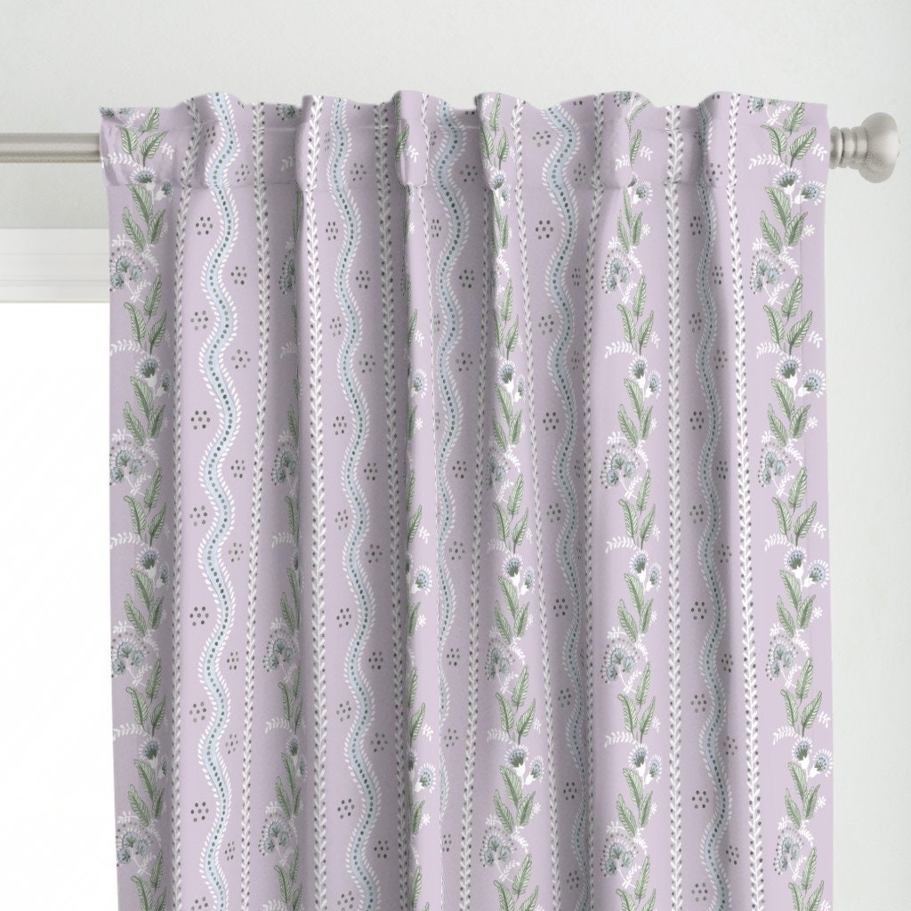 Lavender Regency Curtain Panel - Lilac Emma Stripe by danika_herrick - Pastel Purple Cottagecore Custom Curtain Panel by Spoonflower