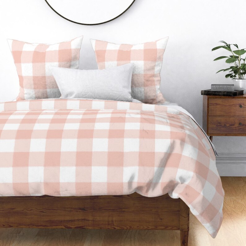 Blush Buffalo Check Duvet Cover Blush Pink Buffalo Check by Etsy