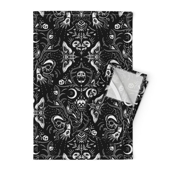 Black and White Damask Towel Etsy