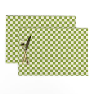 Green Checkerboard Placemats (Set of 2) - Green Summer Checks by jasmin_blooms_designs - Woodland Squares Cloth Placemats by Spoonflower
