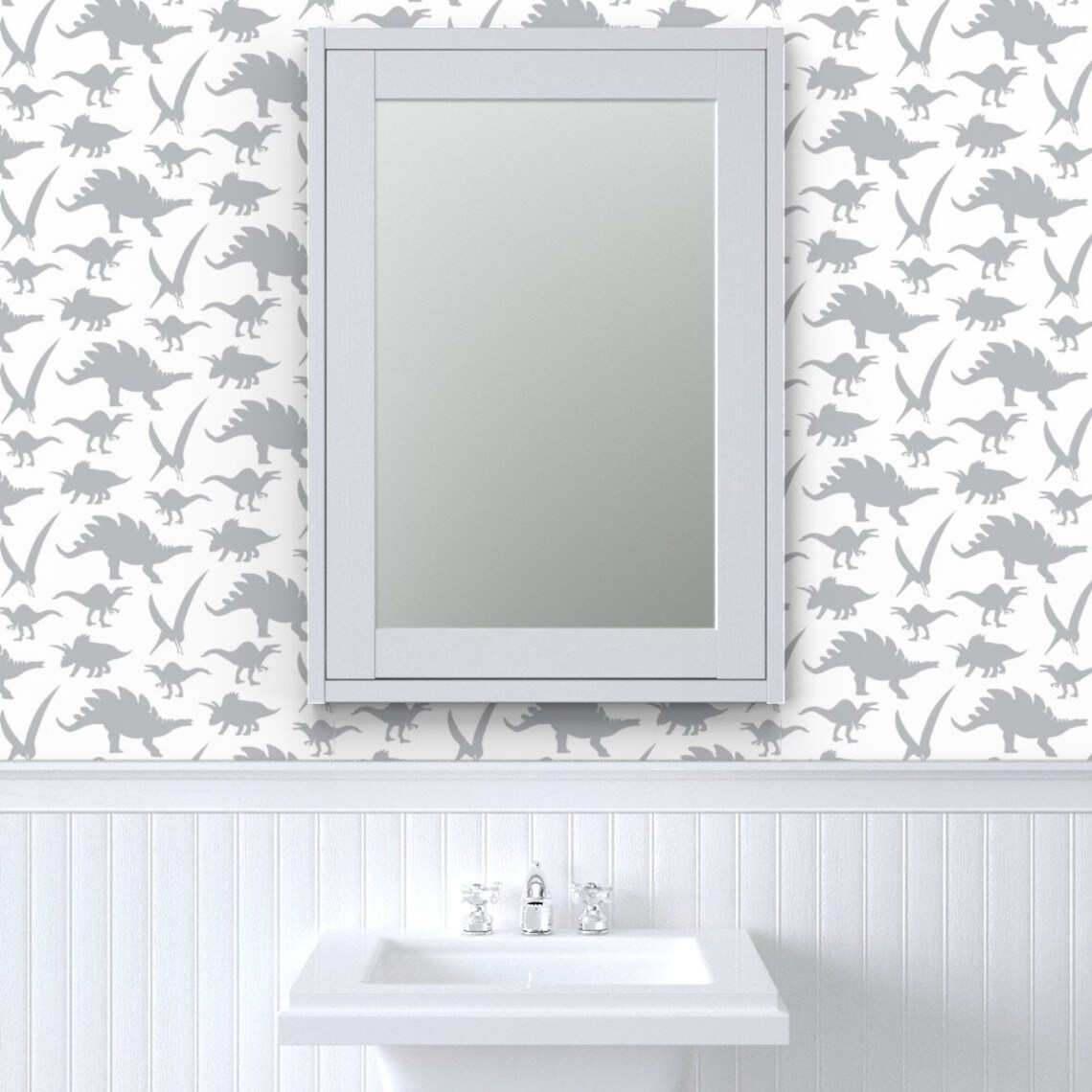 Animal Wallpaper Gray Dinosaur by Misschiffdesigns Gray | Etsy