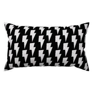 Black And White Accent Pillow - Bolt Of Lightning by beshkakueser - Lightning Bolt Monochrome Rectangle Lumbar Throw Pillow by Spoonflower