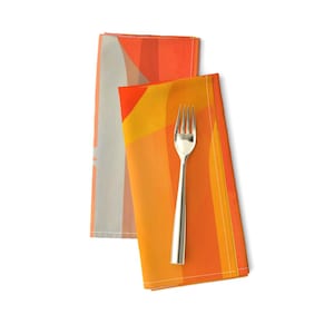 Bright Mid Century Dinner Napkins (Set of 2) - Mod Ripple Orange by wren_leyland - Citrus Colors Retro Inspired Cloth Napkins by Spoonflower
