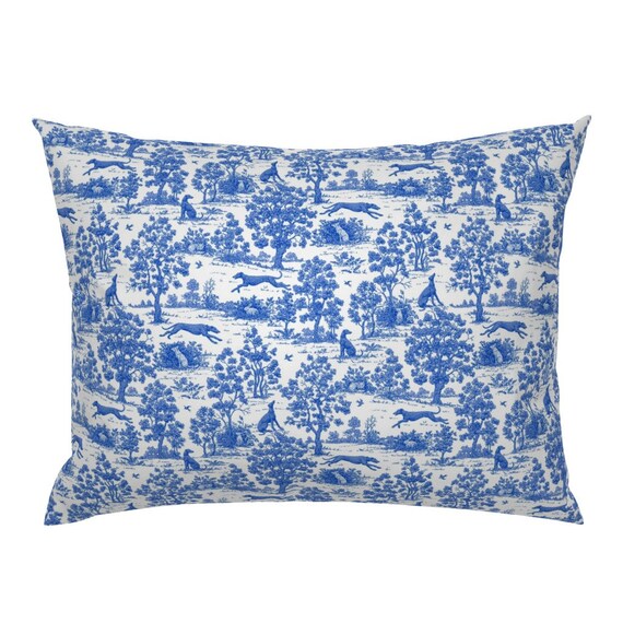 Toile Pillow Sham Blue Greyhound Toile Toile Pillow Sham Blue Greyhound Toile