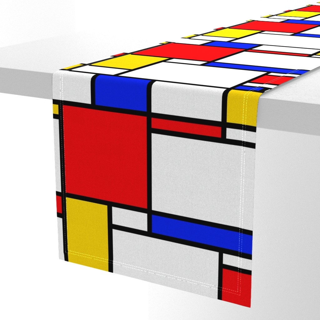 Runner da tavolo rcamato a mano con motvo geometrco astratto n