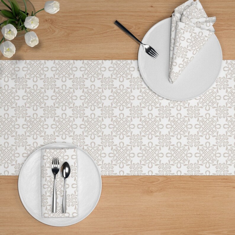 Geometric Table Runner Zara in Belgian Linen by Lilyoake Etsy