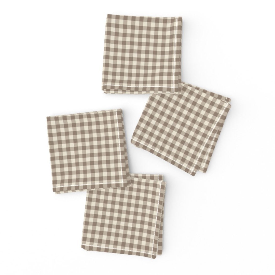 Gingham Cocktail Napkins set of 4 Mocha Gingham 14 Inch by Weavingmajor ...