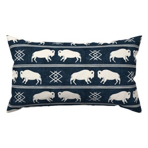 Buffalo Stripes Accent Pillow - Bison Stripes by littlearrowdecor - Geometric Southwestern Boho Rectangle Lumbar Throw Pillow by Spoonflower