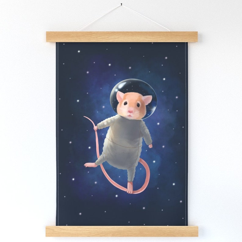 Space Mouse buy Rat Wall Hanging - Mouse Astronaut by elena_naylor - Astronaut Space Galaxy Printed Tea Towel with Wooden Hanger by Spoonflower