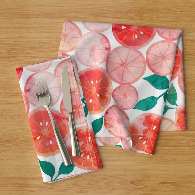 Coral And Pink Fruit Dinner Napkins Set of 2  Summer Fruit