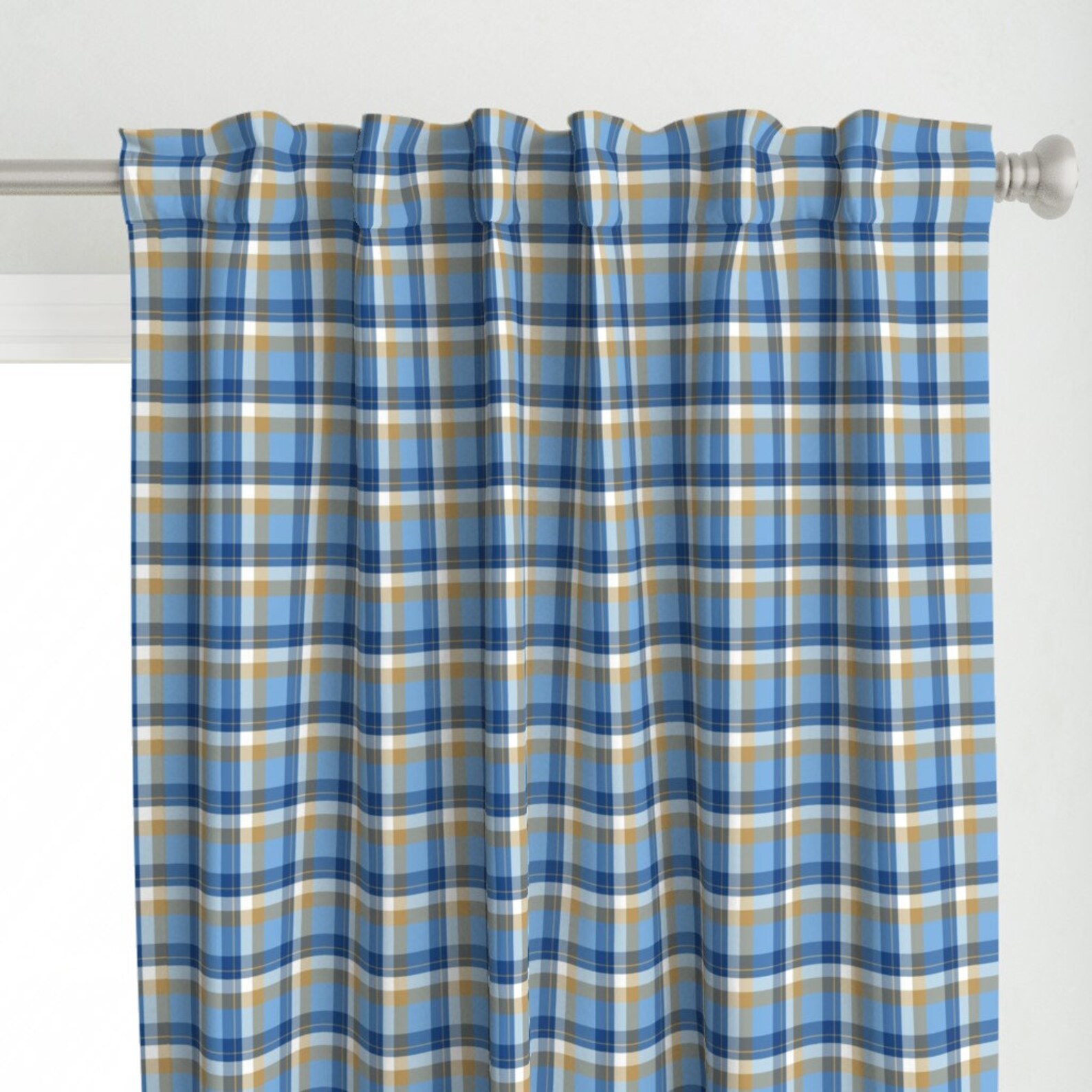 Blue Tartan Curtain Panel Summer Blue Plaid by Palifino Etsy