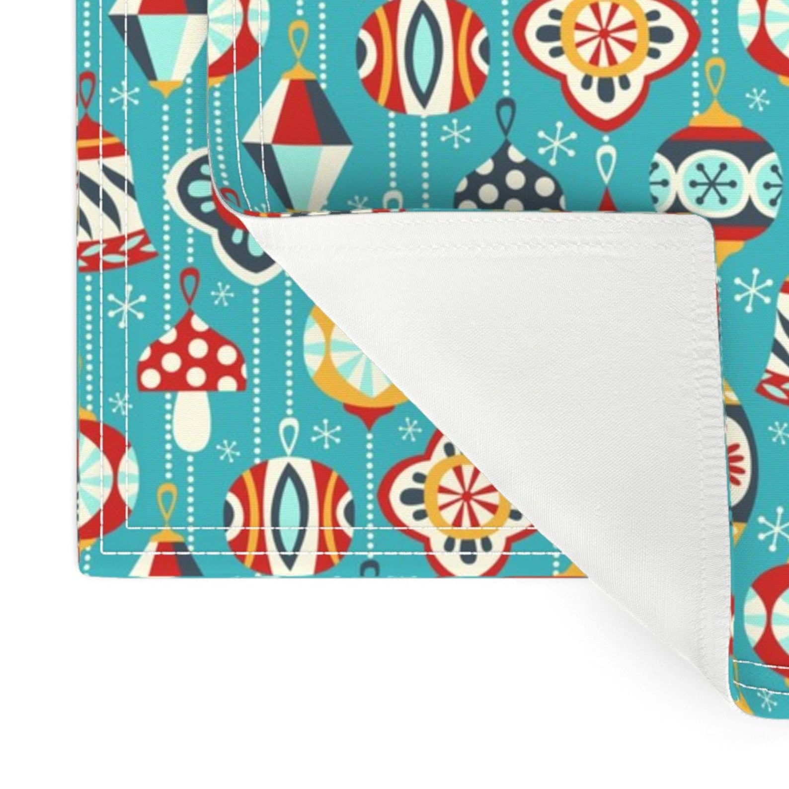 Christmas Placemats Set of 2 Vintage Christmas Ornaments Etsy