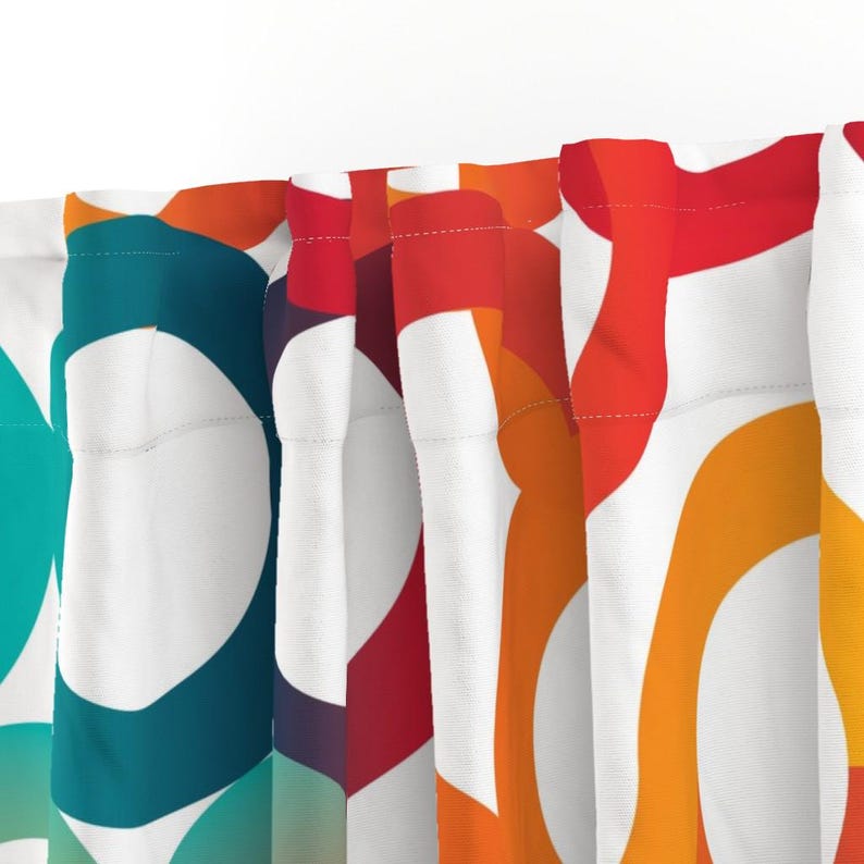 Colorful Circles Curtain Panel - Bright Graphic Serpentine 80s 90s Retro Custom Curtain Panel - Swirls And Curls by alchemiedesign - image 3