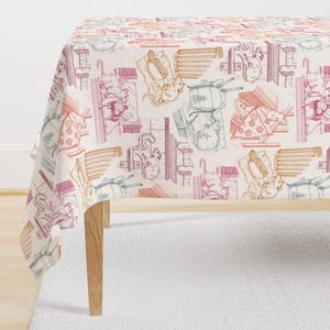 Multicolor Tablecloth - Trash Treats by nanshizzle - Toile Donut Rats Rodent Pizza Takeout Cotton Sateen Tablecloth by Spoonflower