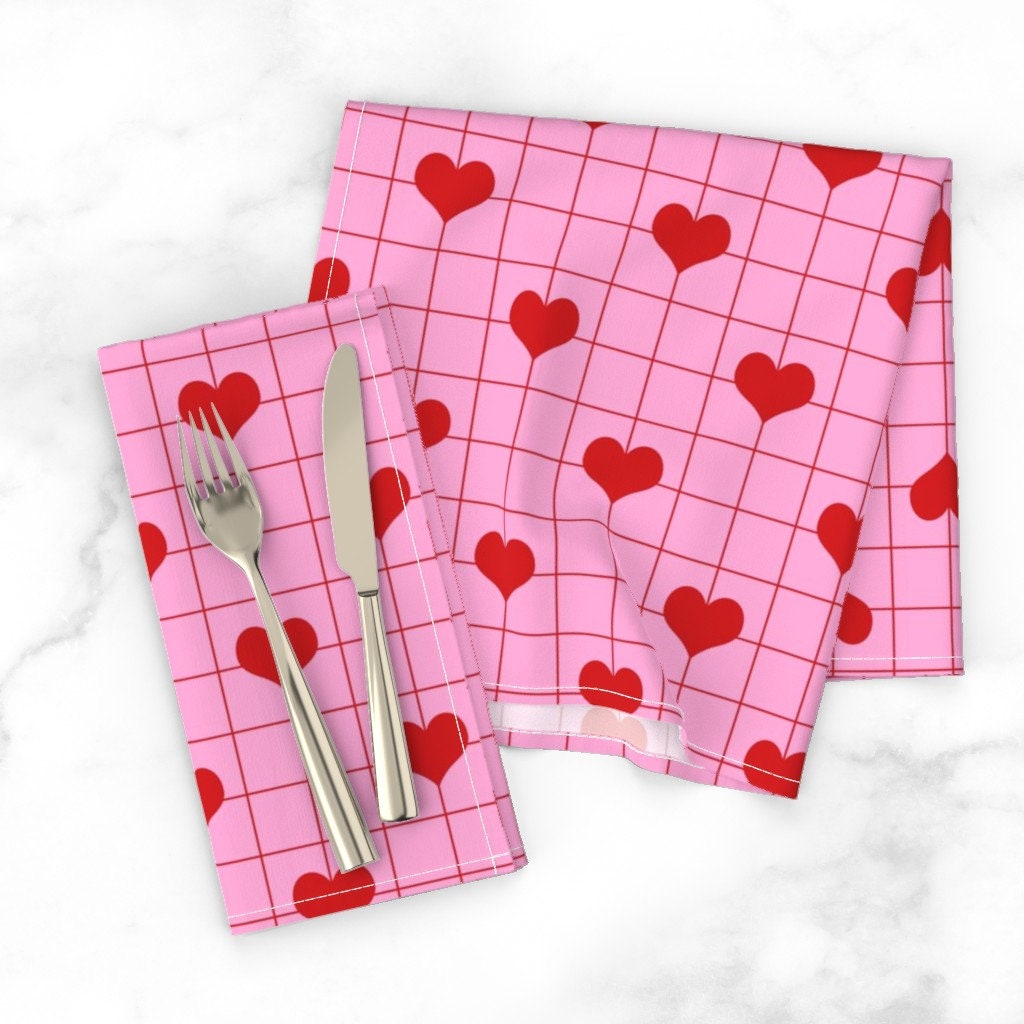 - Lovecore Heart Grid In Pink by yesterdaycollection Pink Retro Holiday Cloth Napkins by Spoonflower Love Grid Dinner Napkins Set of 2 - Lovecore Heart Grid In Pink by yesterdaycollection Pink Retro Holiday Cloth Napkins by Spoonflower Love Grid Dinner Napkins Set of 2