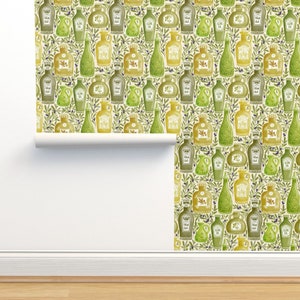 May include: A seamless pattern featuring various green and yellow olive oil bottles with labels that say "Olive Oil" on a cream background. The bottles are surrounded by green olive branches with small black olives.