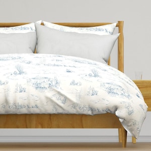 Pooh Nursery Bedding - Pooh Mint Blue by at_the_cottage - Storybook Pooh Bear Blue Cotton Sateen Duvet Cover OR Pillow Shams by Spoonflower