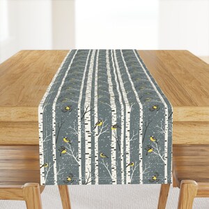 Rustic Christmas Table Runner - Snowy Morning Gray by mirabelle_print - Winter Forest Cotton Sateen Table Runner by Spoonflower