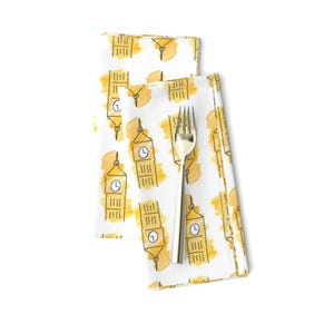 Big Ben Dinner Napkins (Set of 2) - Big Ben Watercolor by anniemontgomerydesign - London Landscape Clocktower Cloth Napkins by Spoonflower