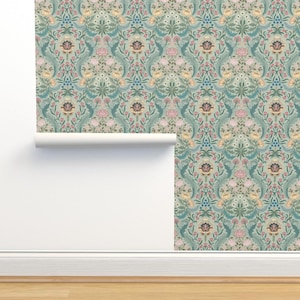 Arts And Crafts Non-Pasted Wallpaper - Victorian Era Floral by misentangledvision - Victorian Floral Wallpaper Double Roll by Spoonflower