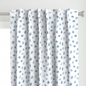 Blue Curtain Panel - Baby Blue Watercolor Stains by katerinaizotova - Dots Kids Indigo Nursery Polka Dot Custom Curtain Panel by Spoonflower